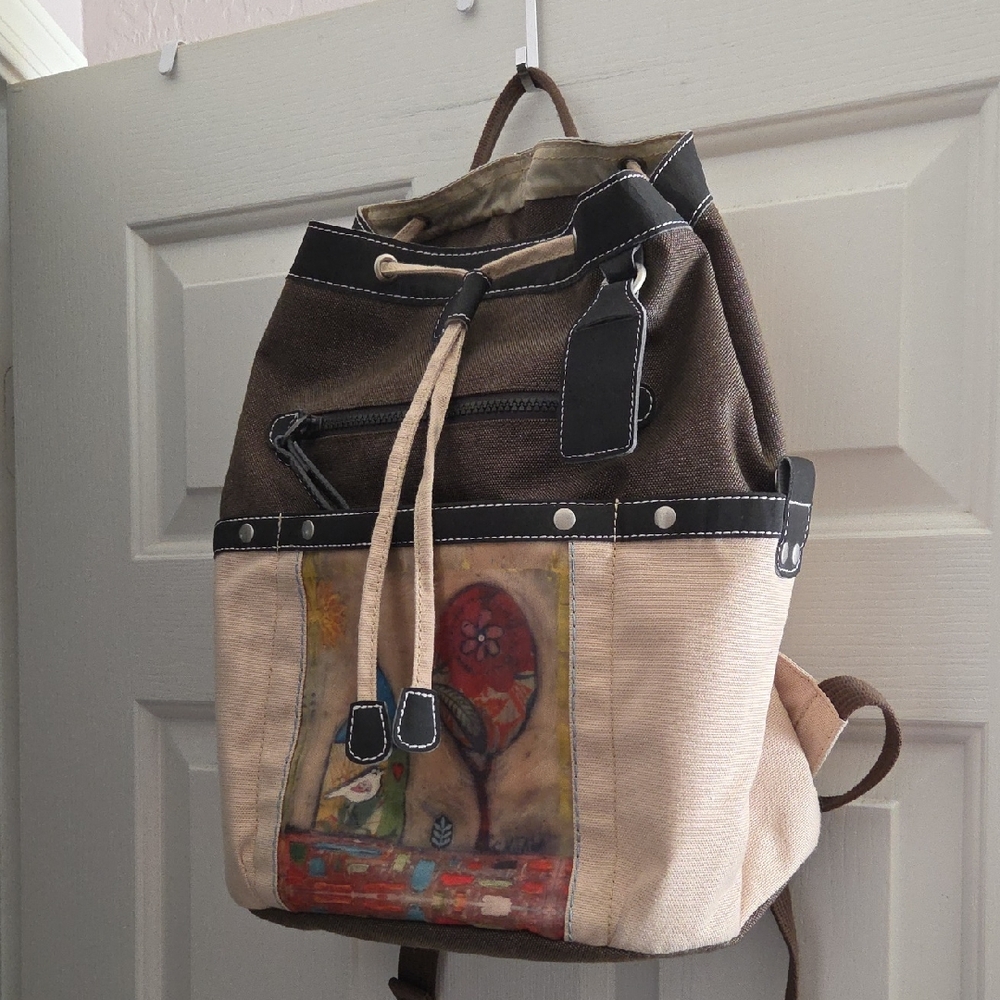 Sherpani Artistic Brown and Cream Backpack